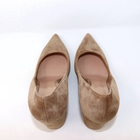 Gianvito Rossi 38.5 Suede Heels Piper Pump Camel Tan Brown - Picture 4 of 14